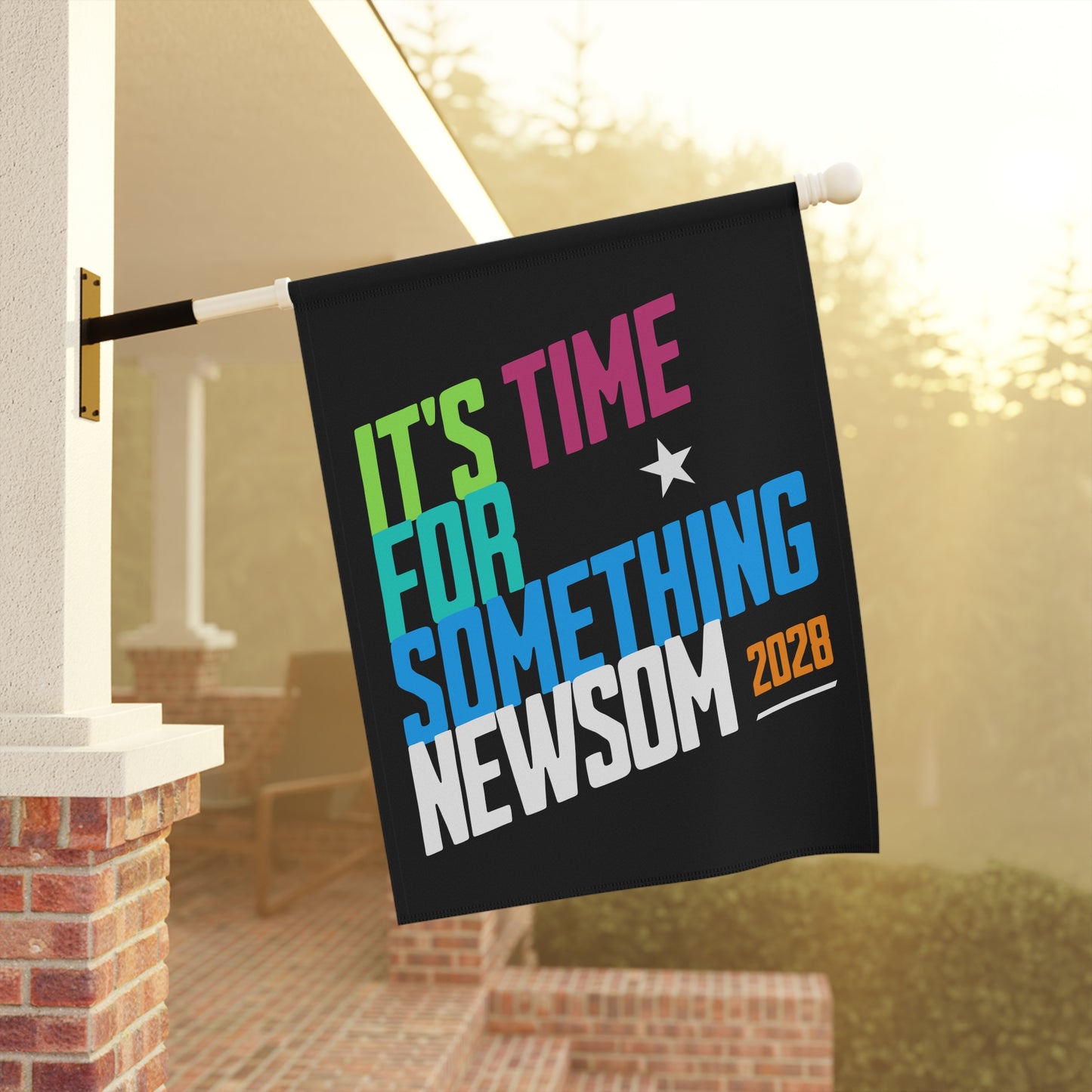 It's Time for Something Newsom, Newsom 2028 Garden Flag, Presidential Political Campaign, Election Shirt for Democratic Supporters