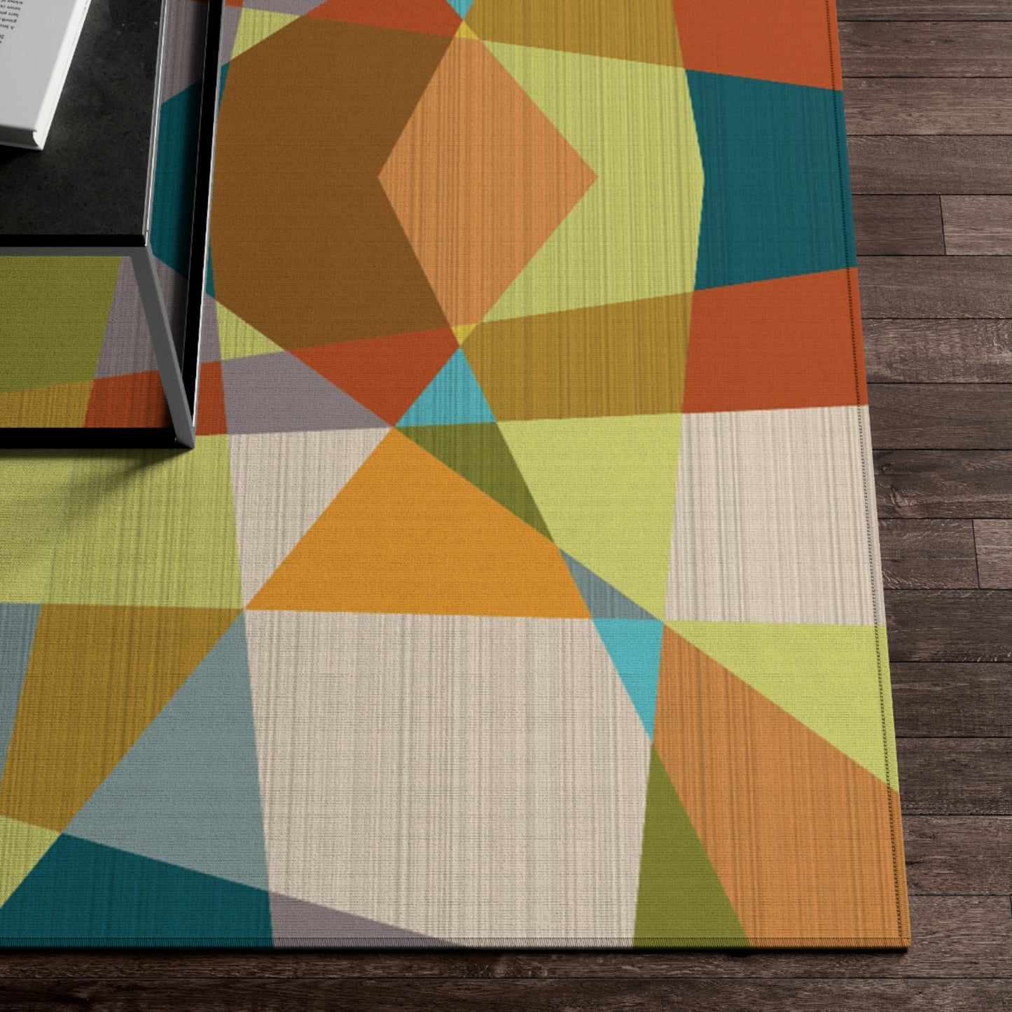 Retro Rug Geometric, 1960s, 1970s Colorful 63x35" Rug Floor Mat