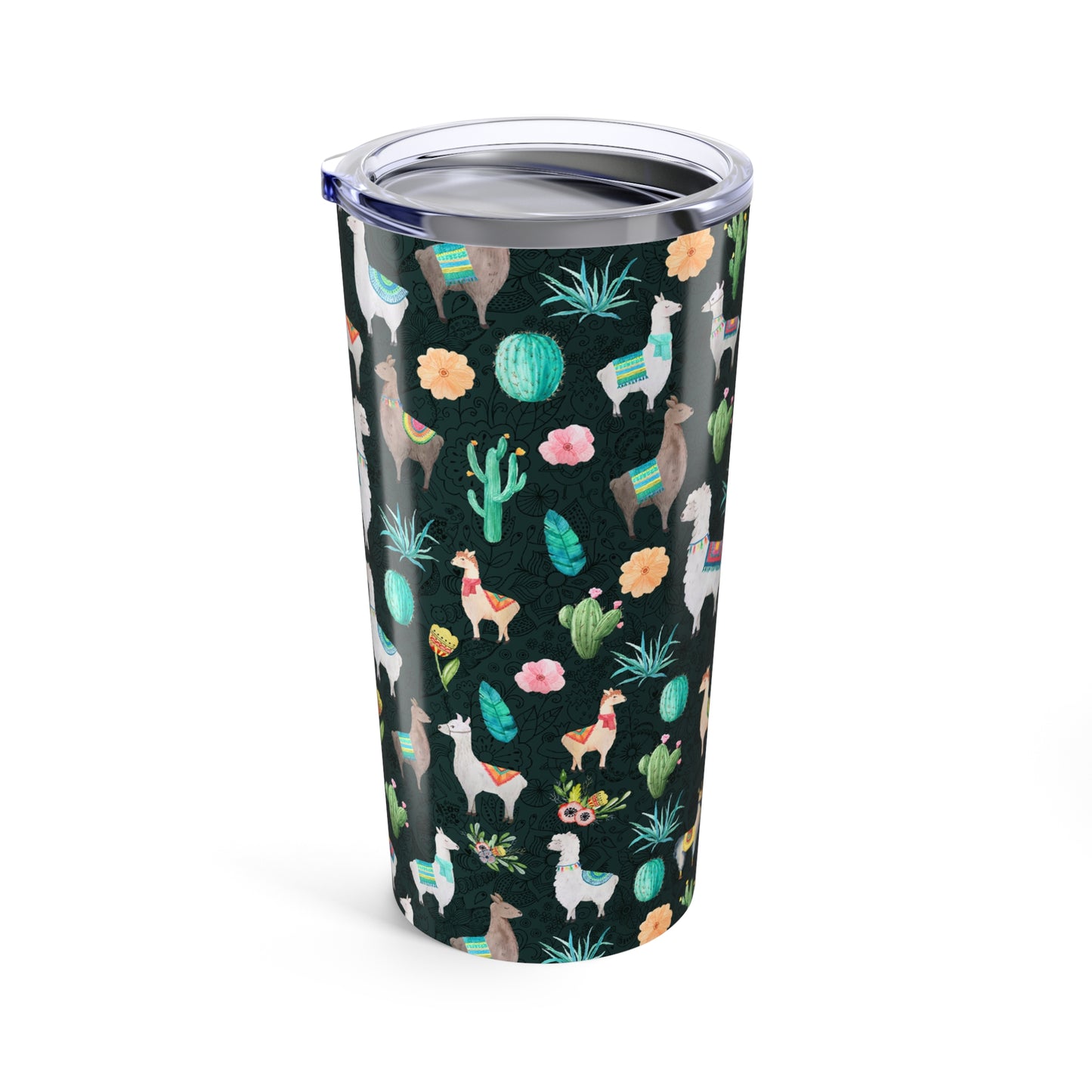 Llama and Cactus, Stainless Steel Tumbler, for Coffee or Tea To-go Cup, Whimsical Gift for Llama Lover, 20 oz