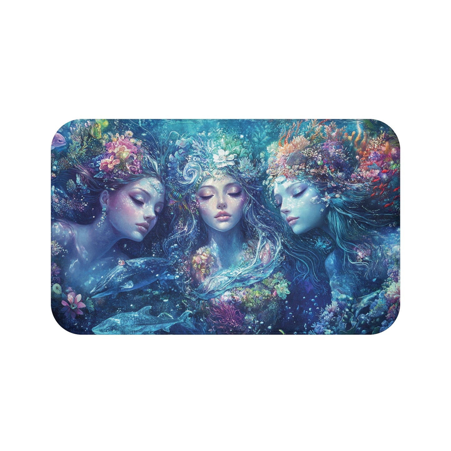 Mystical Mermaid, Sea Witch, Water Goddesses Bath Mat, Ocean Decor, Boho Bathroom Rug, Nautical Gift, Coastal Home Accessory