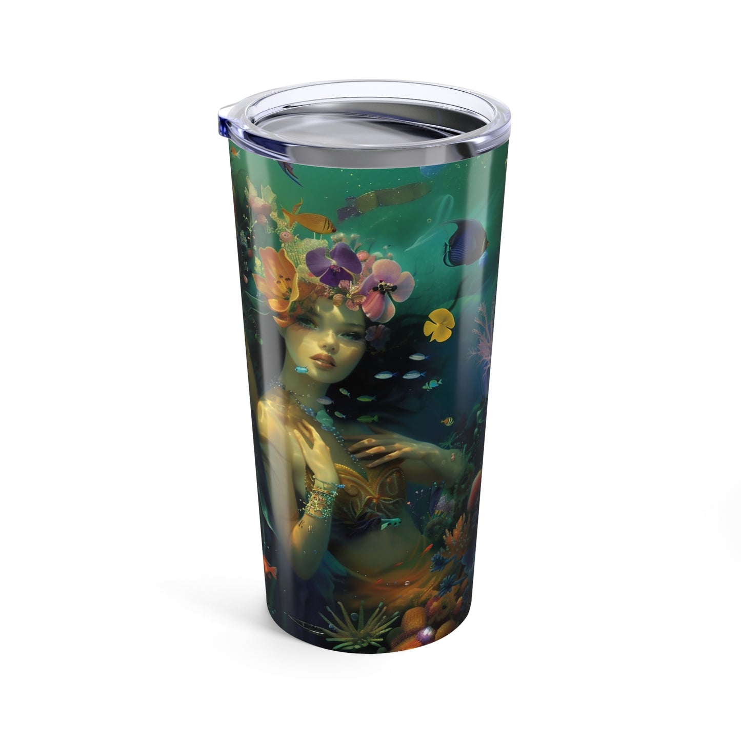 09 Mermaid Tumbler, To-go Coffee Cup, Water Goddesses, Mermaidcore, Fairycore, Goddess, Stainless Steel Travel Tumbler 20oz