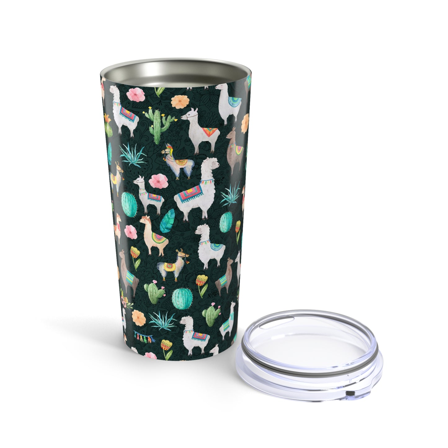 Llama and Cactus, Stainless Steel Tumbler, for Coffee or Tea To-go Cup, Whimsical Gift for Llama Lover, 20 oz