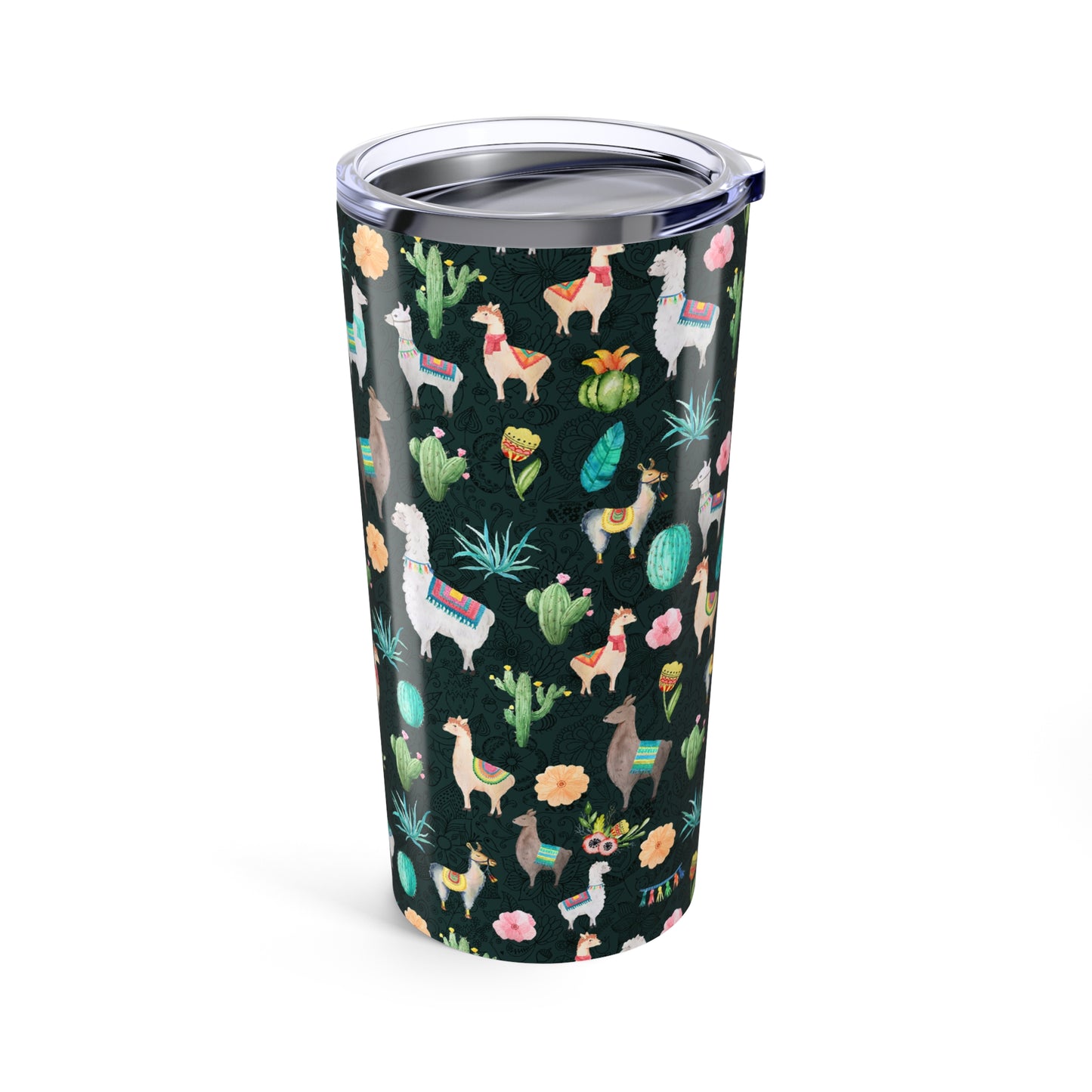 Llama and Cactus, Stainless Steel Tumbler, for Coffee or Tea To-go Cup, Whimsical Gift for Llama Lover, 20 oz