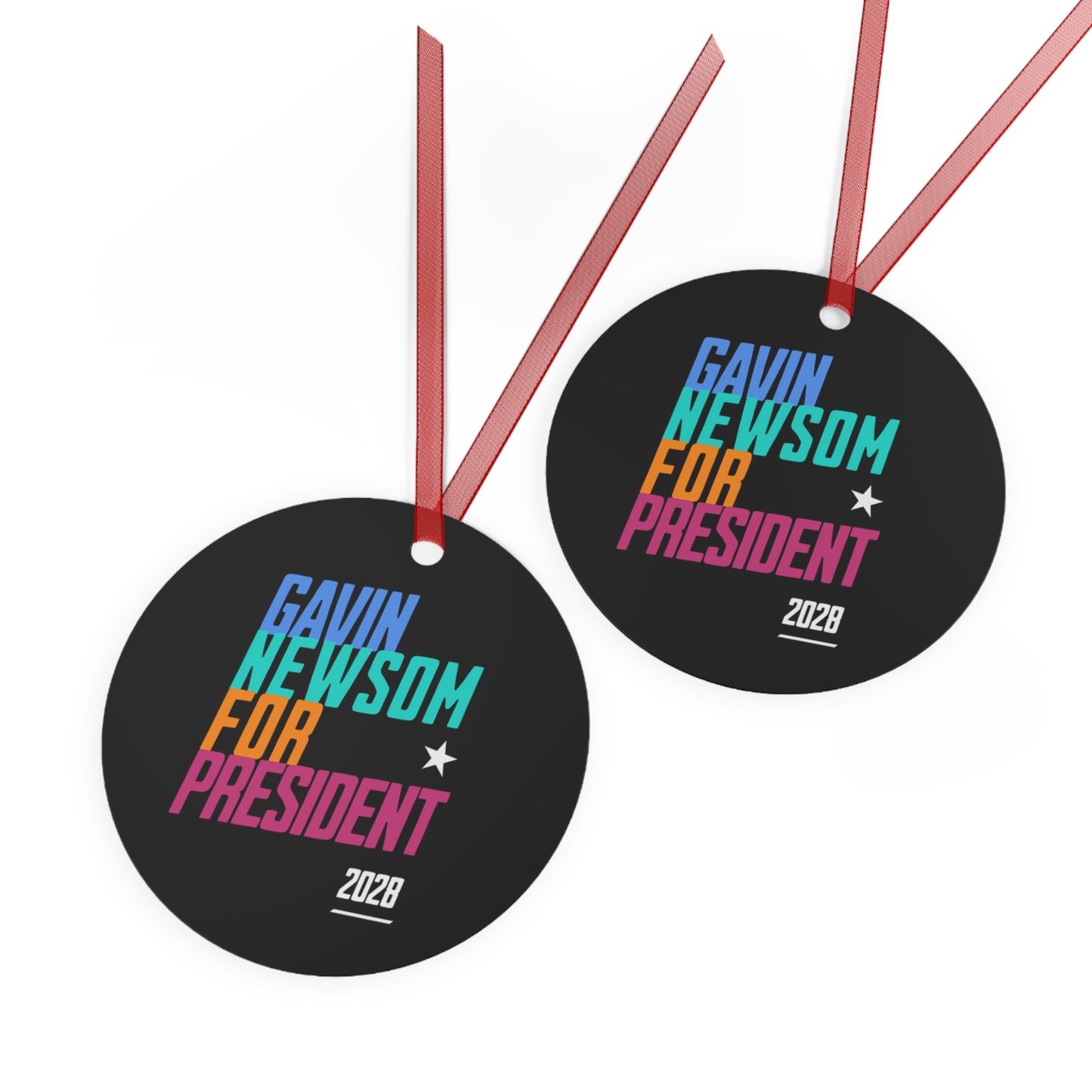 Gavin Newsom 2028 Metal Ornament, Political Presidential Campaign, Holiday Decorations, Democratic Supporters Keepsake
