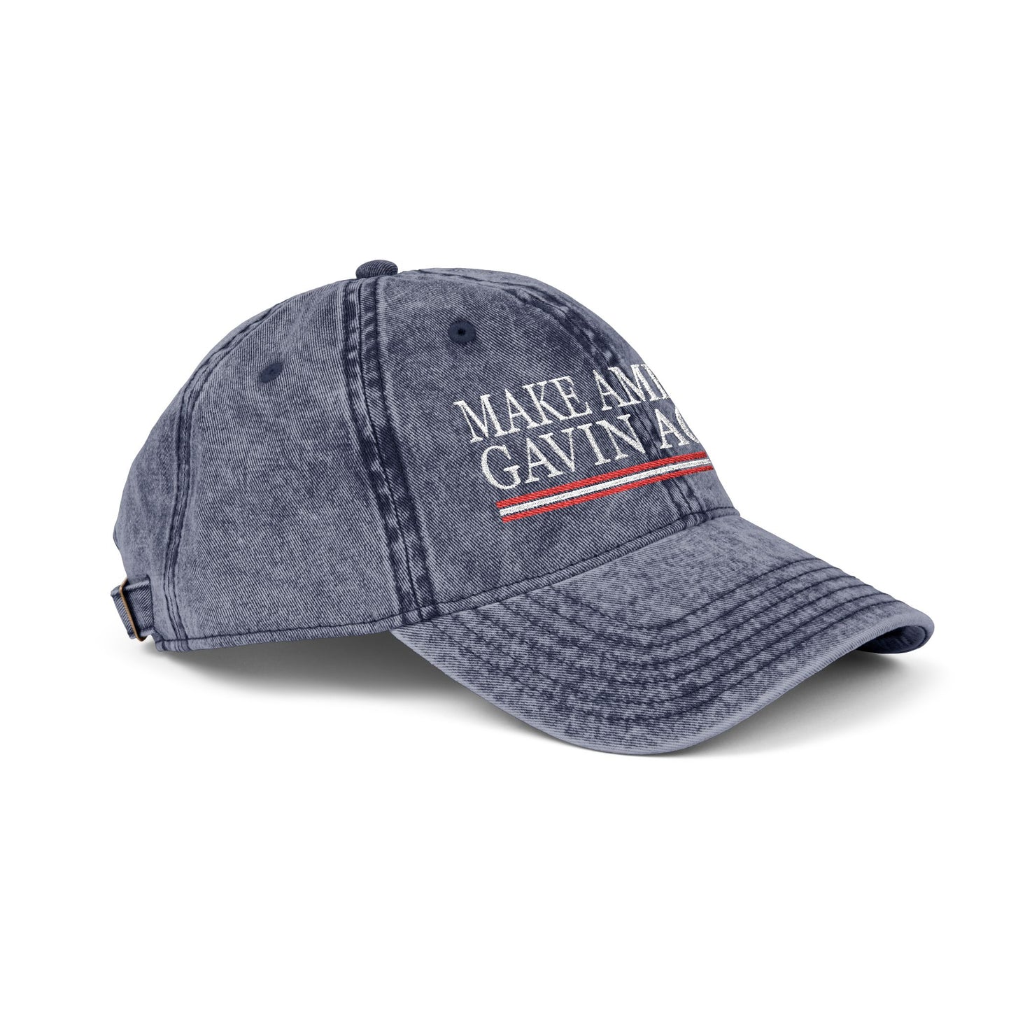 Make America Gavin Again, Vintage Embroidered Denim Cap for Supporters, Democracy Political Merchandise, Soft Adjustable Baseball Dad Hat