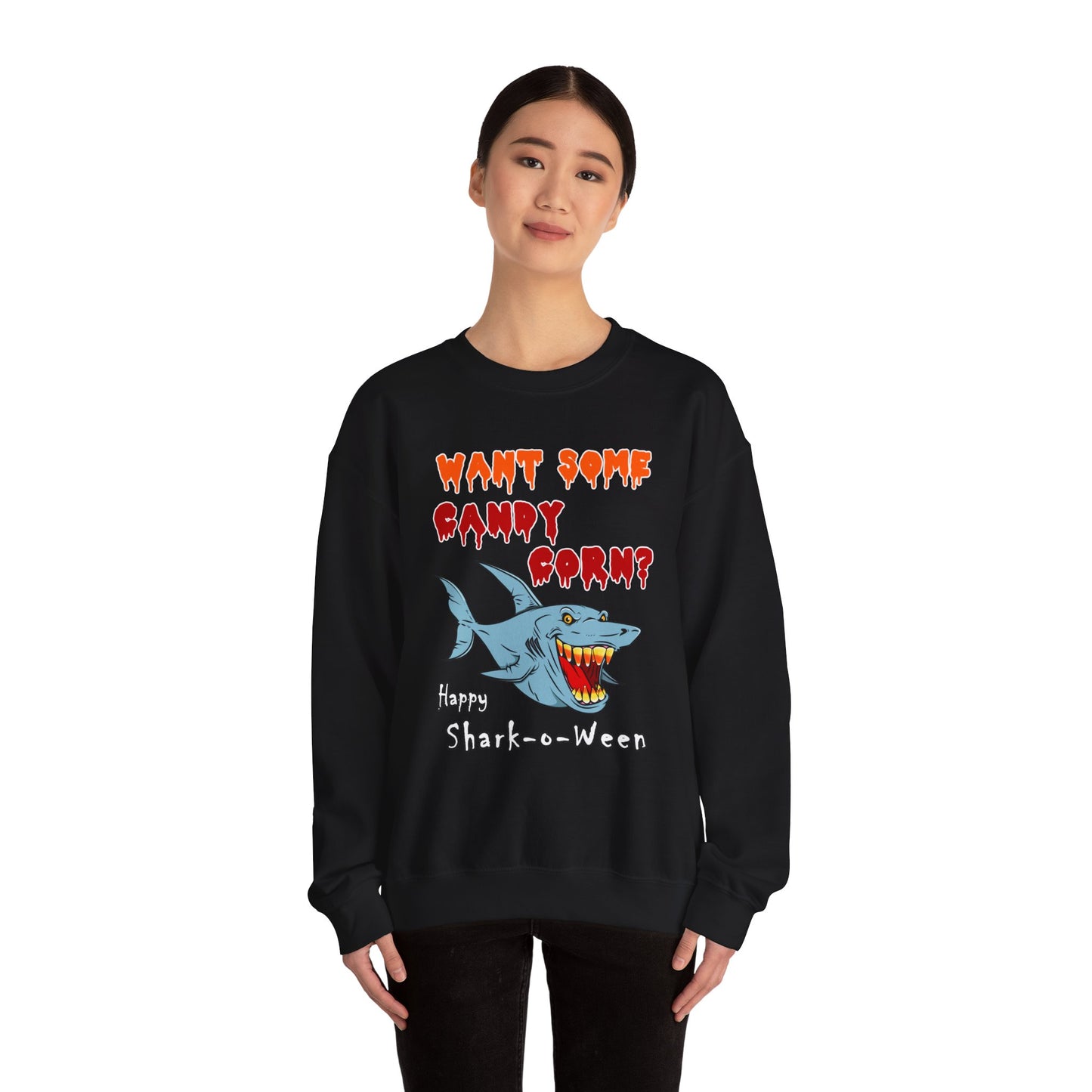 Shark-o-Ween Sweatshirt, Halloween Shark Design, Spooky Shark Costume, Cool Trick or Treat Gift, Funny Fall Pullover for Adults