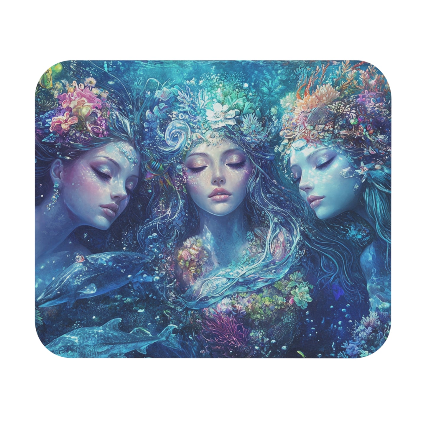 Mouse Pad - Three Ethereal Mermaids Underwater Design