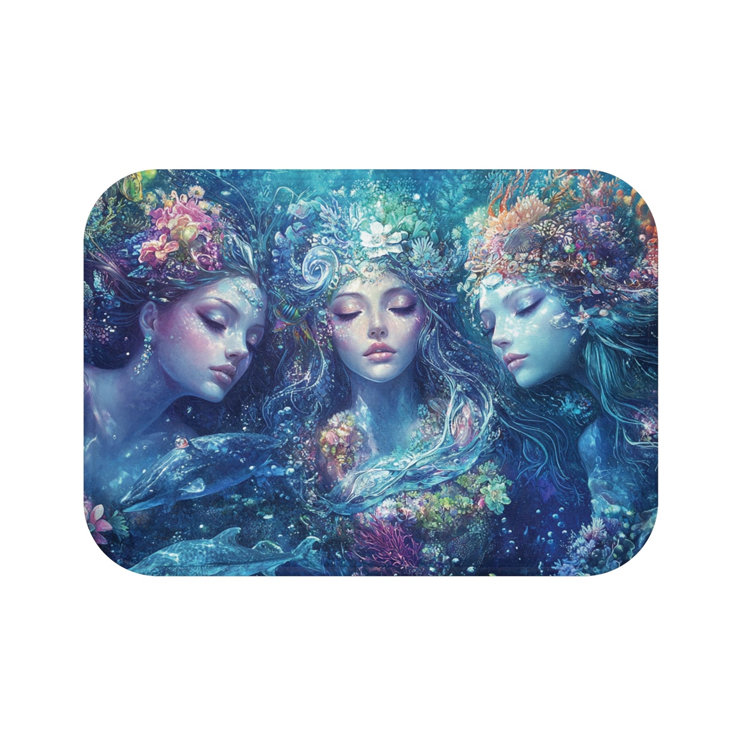 Mystical Mermaid, Sea Witch, Water Goddesses Bath Mat, Ocean Decor, Boho Bathroom Rug, Nautical Gift, Coastal Home Accessory
