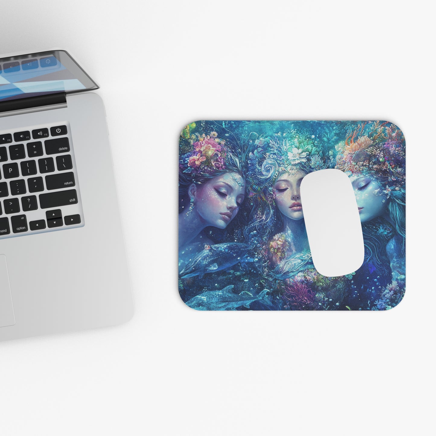 Mouse Pad - Three Ethereal Mermaids Underwater Design
