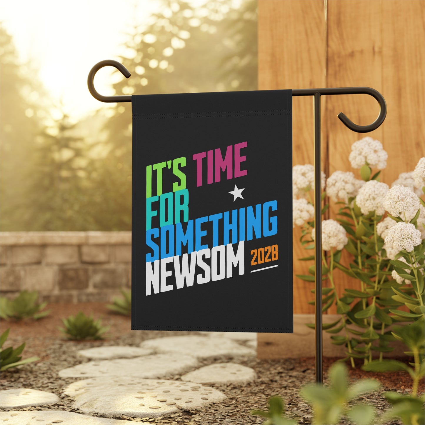 It's Time for Something Newsom, Newsom 2028 Garden Flag, Presidential Political Campaign, Election Shirt for Democratic Supporters