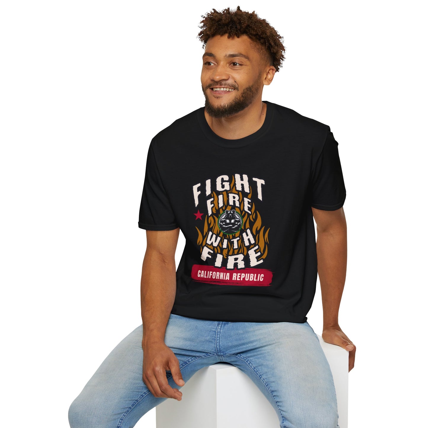 Fight Fire with Fire, California Republic Inspired Strong Bear Tee, Newsom Potential 2028 Political Campaign T-Shirt, Political Activist