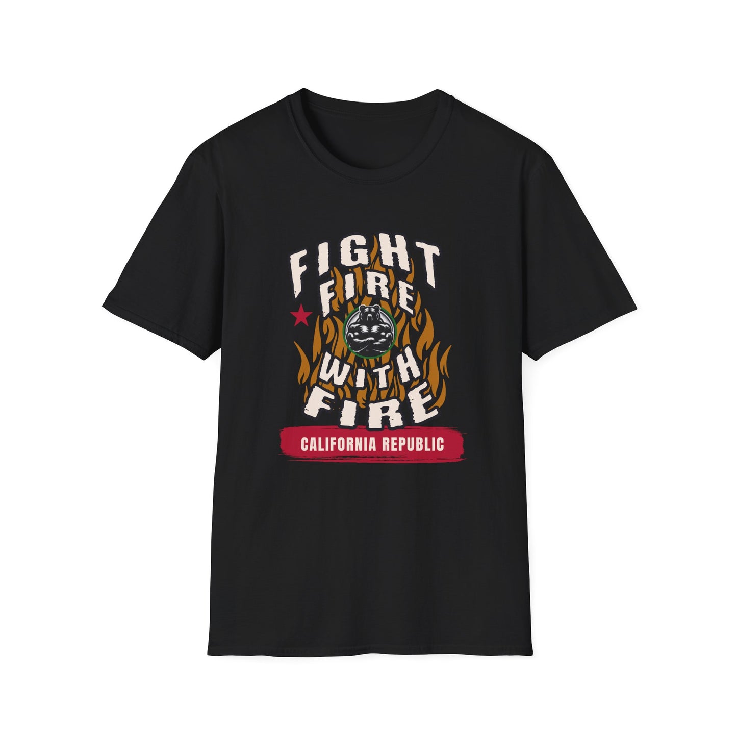 Fight Fire with Fire, California Republic Inspired Strong Bear Tee, Newsom Potential 2028 Political Campaign T-Shirt, Political Activist