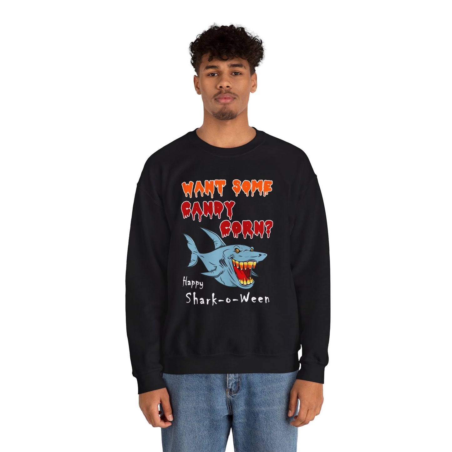 Shark-o-Ween Sweatshirt, Halloween Shark Design, Spooky Shark Costume, Cool Trick or Treat Gift, Funny Fall Pullover for Adults