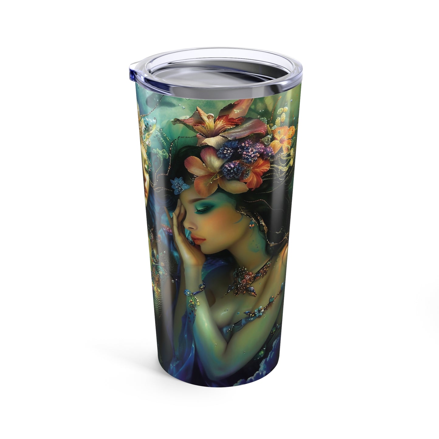 10 Water Goddesses, Coffee Cup, Mermaidcore, Fairycore, Goddess, Flowy Underwater Stainless Steel Travel Tumbler 20oz