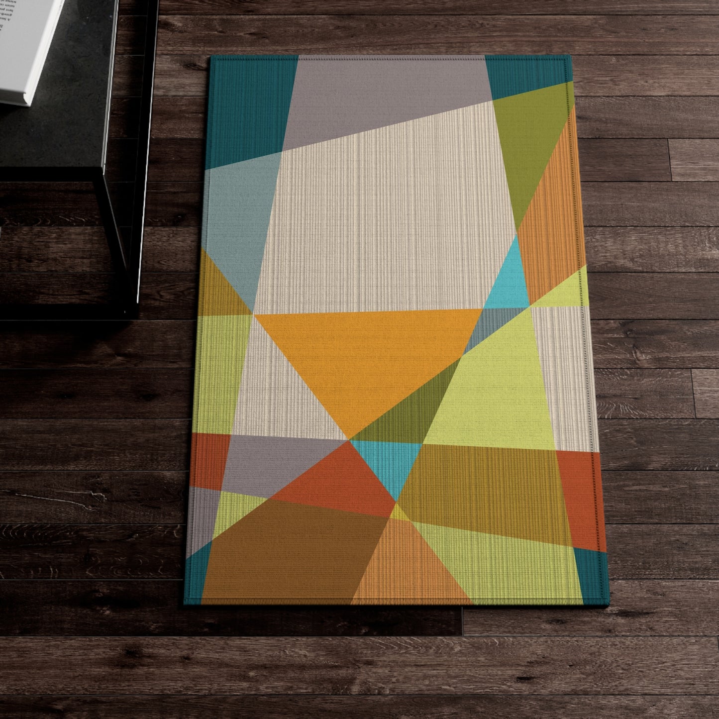 Retro Rug, 1960s, 1970s Geometric Colorful 32x20 Rug Floor Mat
