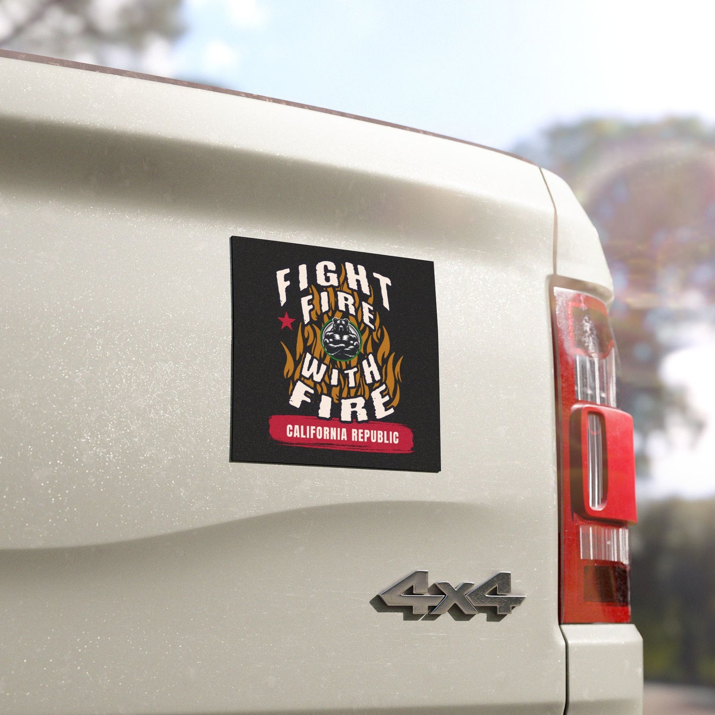 Magnet - Fight Fire With Fire, Gavin Newsom 2028, 5x5" Car or Truck Sticker, Political Campaign, Removable Election Magnet for Supporters