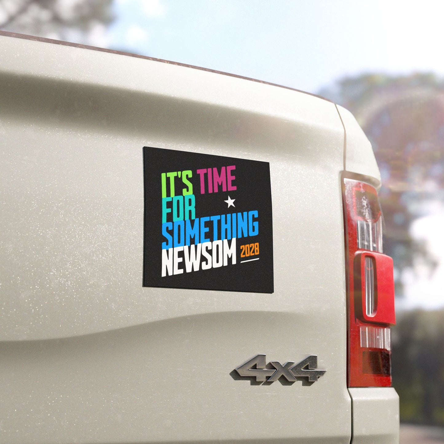 It's Time for Something Newsom, 5x5 Car or Truck Magnet, 2028 Presidential Political Campaign, Removeable Election Magnet for Supporters