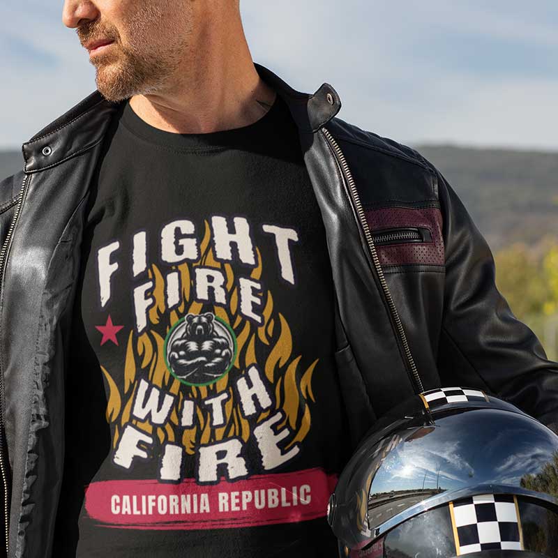 Fight Fire with Fire, California Republic Inspired Strong Bear Tee, Newsom Potential 2028 Political Campaign T-Shirt, Political Activist