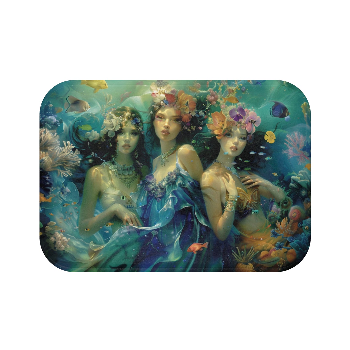 Sea Witch Bath Mat, Mystical Mermaid, Water Goddesses, Ocean Decor, Boho Bathroom Rug, Nautical Gift, Coastal Home Accessory