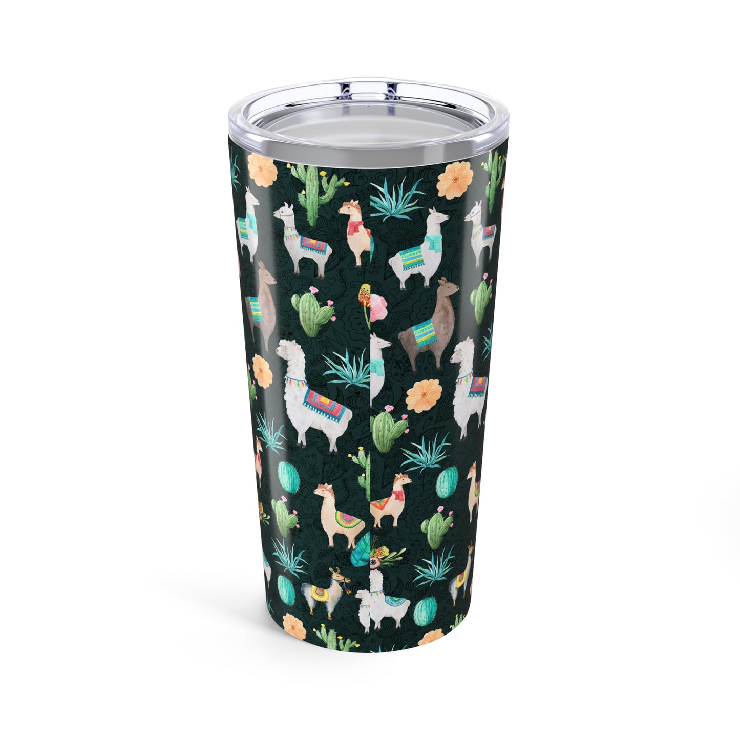Llama and Cactus, Stainless Steel Tumbler, for Coffee or Tea To-go Cup, Whimsical Gift for Llama Lover, 20 oz