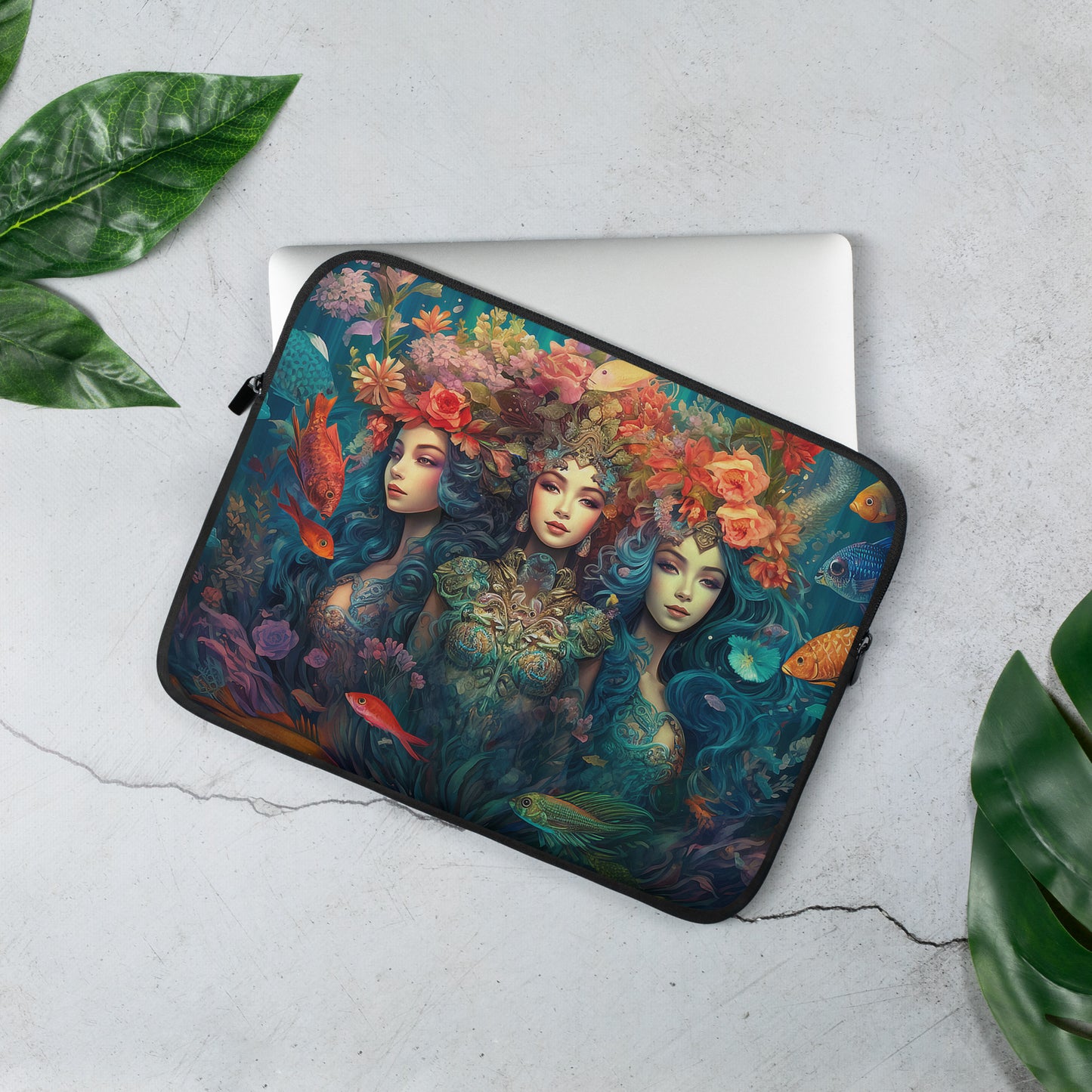 Trio of Water Goddesses Mermaidcore, Fantasy Fairycore Laptop Sleeve (2 sizes)
