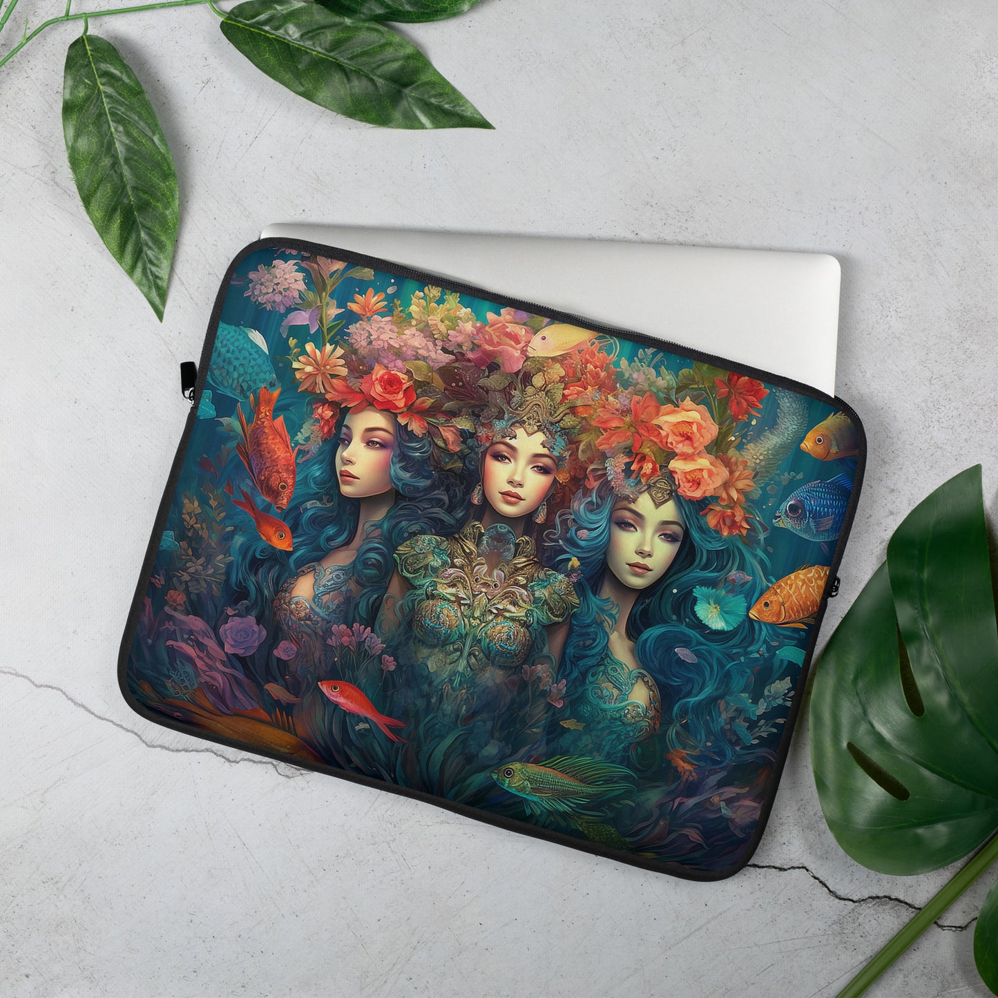 Trio of Water Goddesses Mermaidcore, Fantasy Fairycore Laptop Sleeve (2 sizes)
