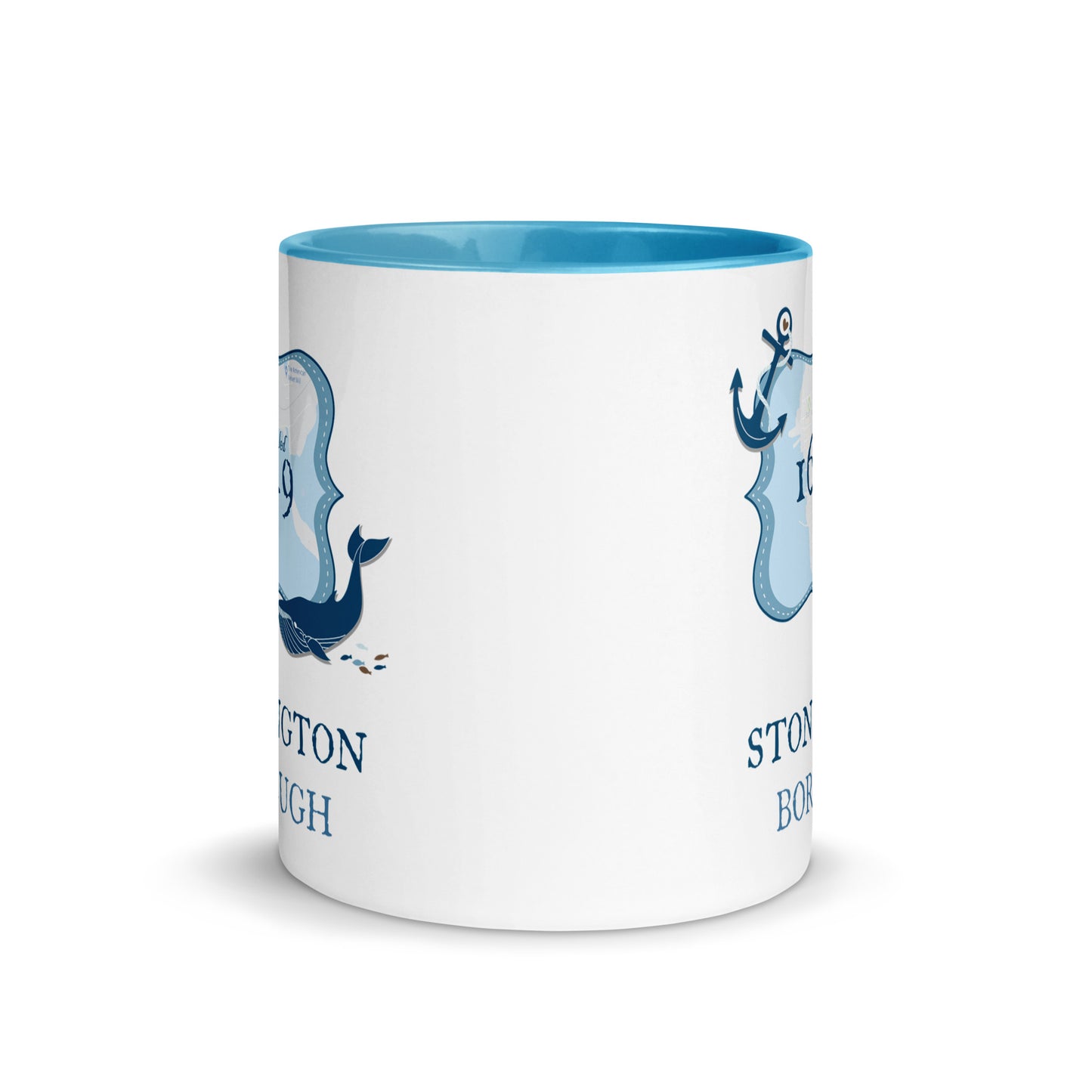 Stonington Borough CT 1649 Anchor and Whale 11 oz. Mug with Blue Color Inside