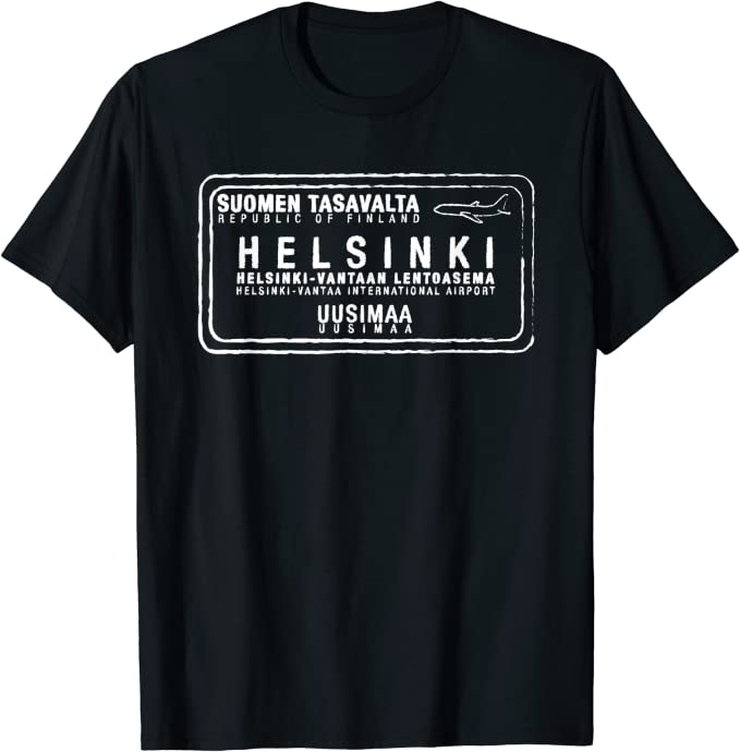 Helsinki Finland Passport Stamp Vacation Travel Souvenir T-shirt