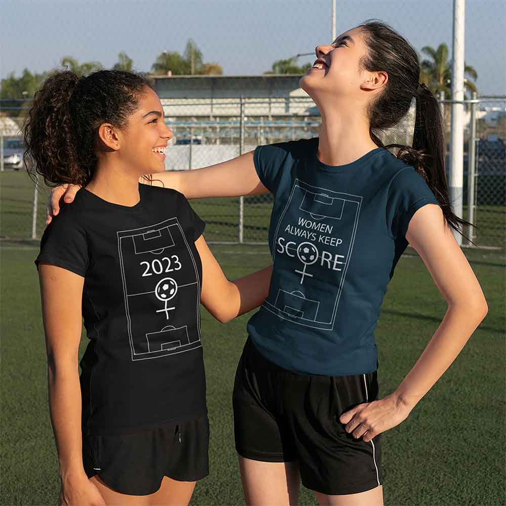 Women Always Keep Score Soccer with Field Female Symbol Unisex Softstyle T-Shirt