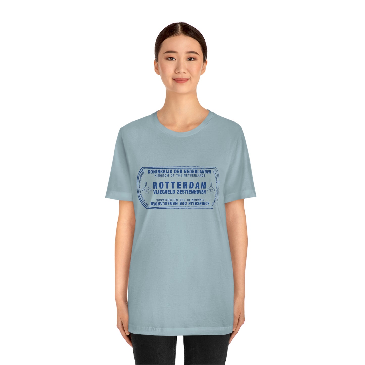 Rotterdam Netherlands Passport Stamp Vacation Travel Unisex T-shirt - Light