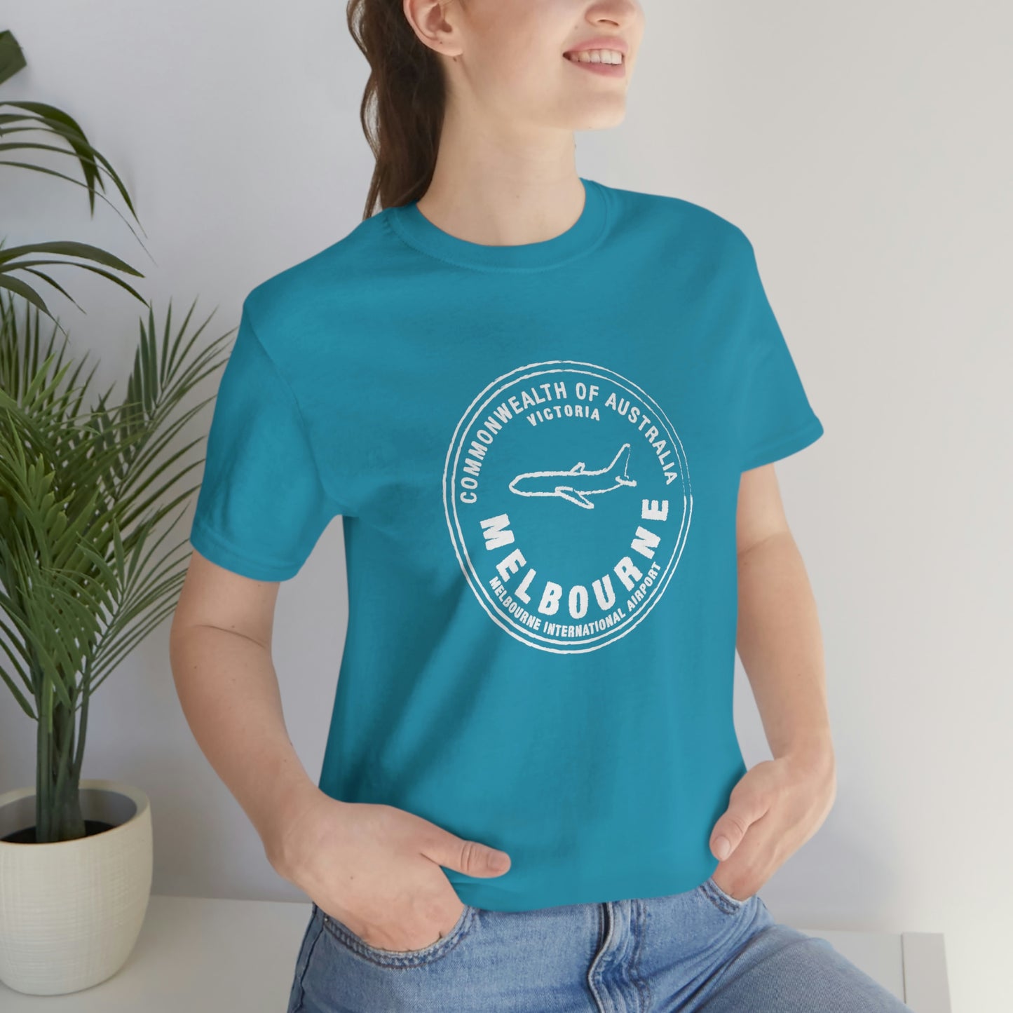 Melbourne Australia Passport Stamp Vacation Travel Unisex T-shirt