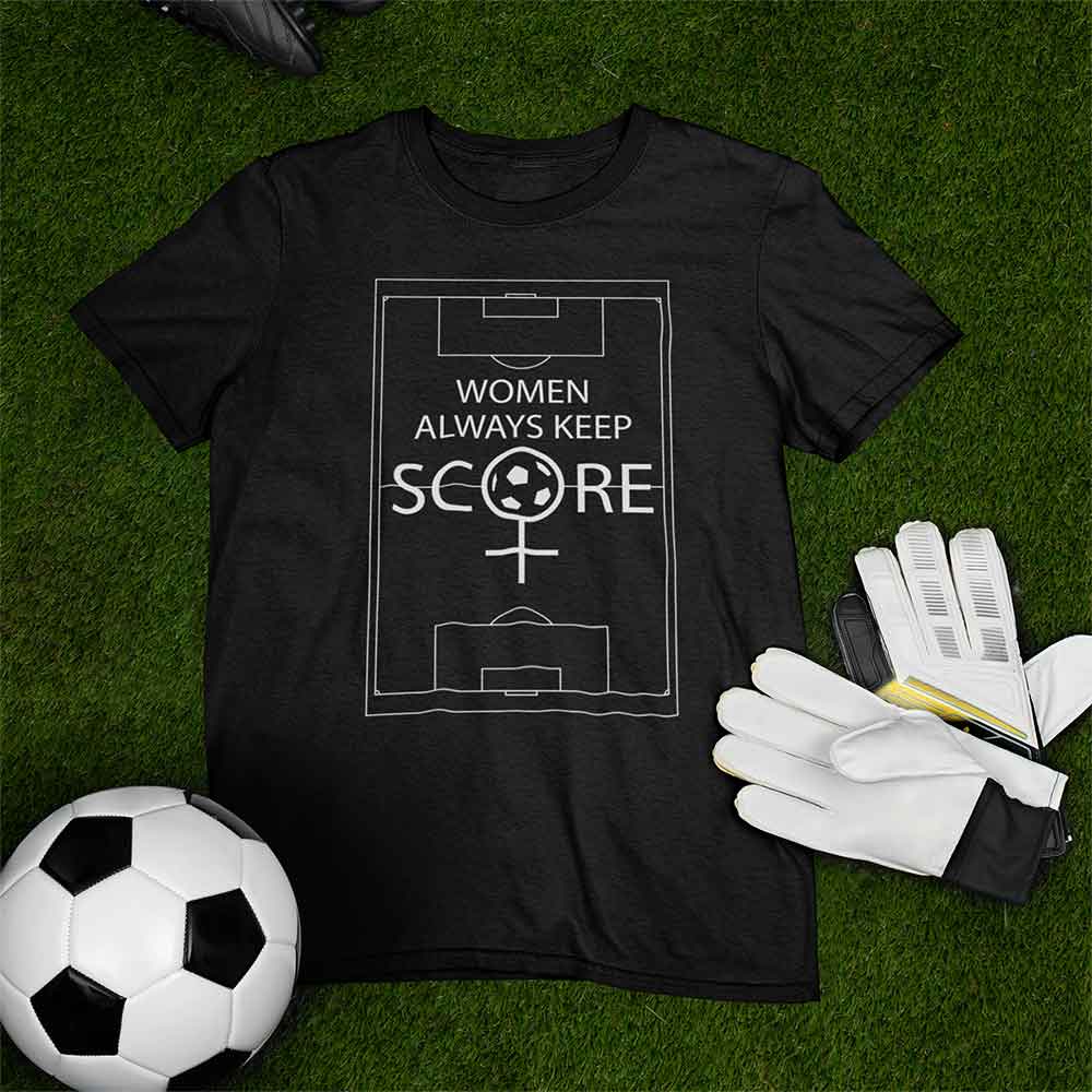 Women Always Keep Score Soccer with Field Female Symbol Unisex Softstyle T-Shirt