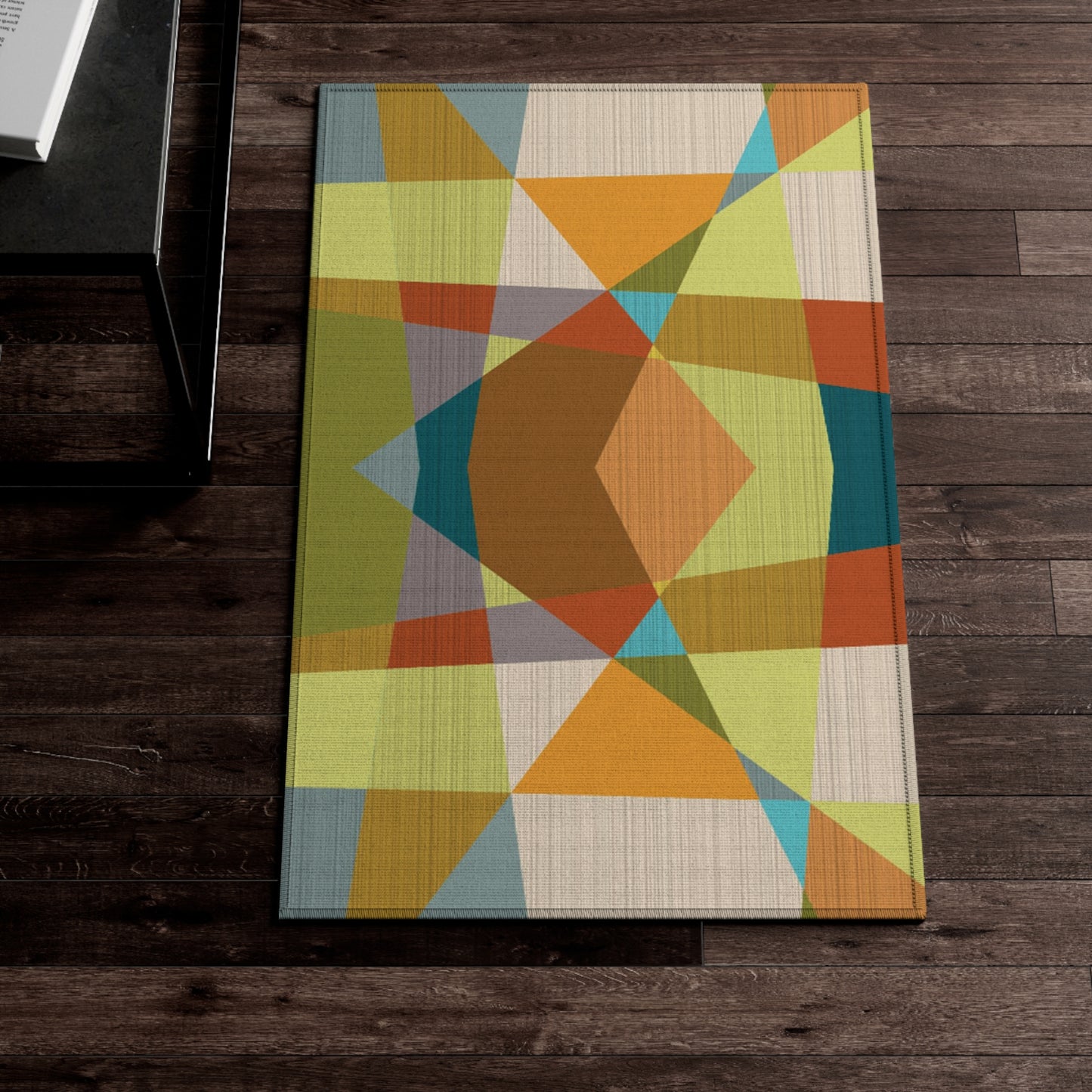 Retro Rug Geometric, 1960s, 1970s Colorful 32x20 Rug Floor Mat