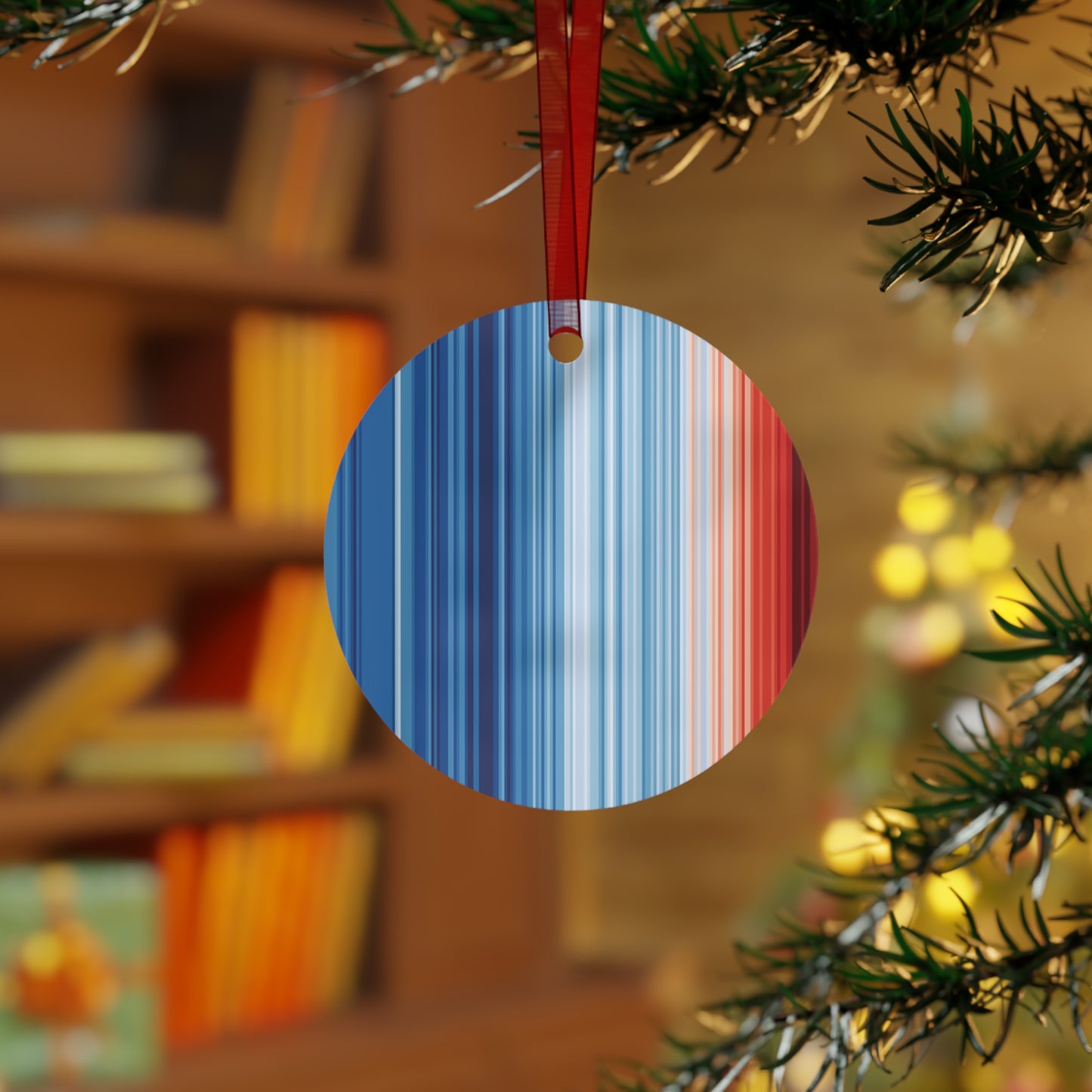 Global Warming Stripes Metal Ornament, 1850-2022 | Climate Change Awareness Christmas Tree Decoration