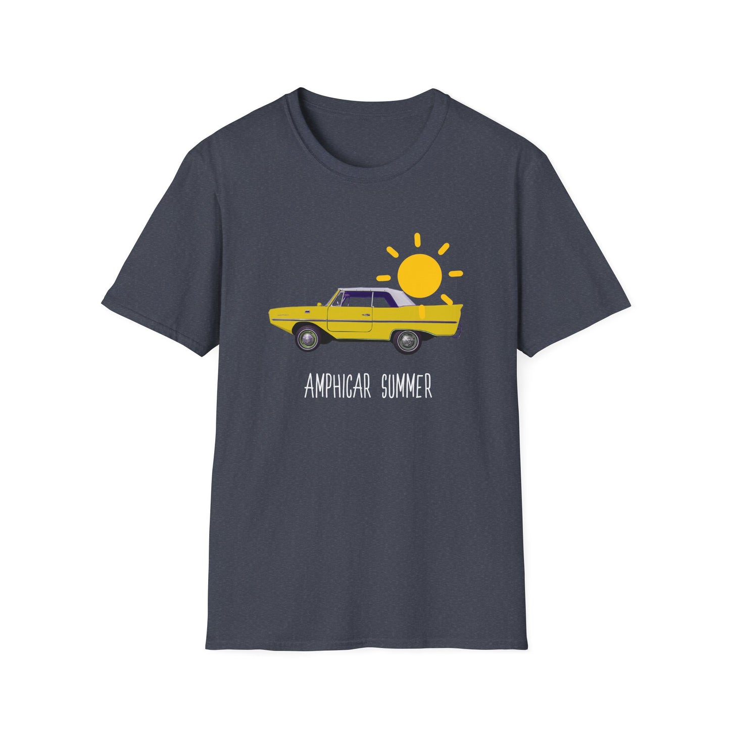 Amphicar Summer Shirt for Car Shows, Swim-ins and Spash-Ins, Collector Car, Vintage and Retro - Yellow Car Softstyle T-Shirt
