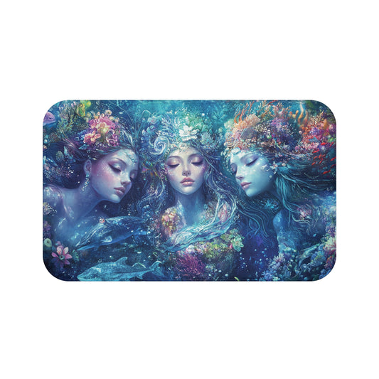Mystical Mermaid, Sea Witch, Water Goddesses Bath Mat, Ocean Decor, Boho Bathroom Rug, Nautical Gift, Coastal Home Accessory