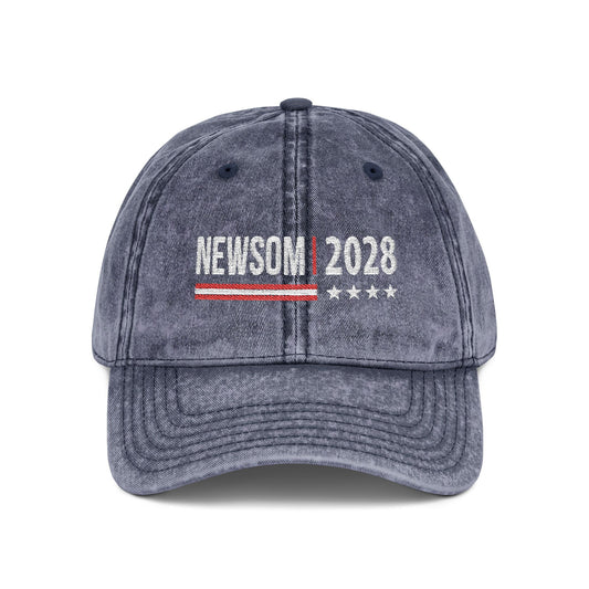 Newsom 2028 Vintage Embroidered Cap for Supporters, Democracy Political Merchandise, Soft Adjustable Baseball Cap