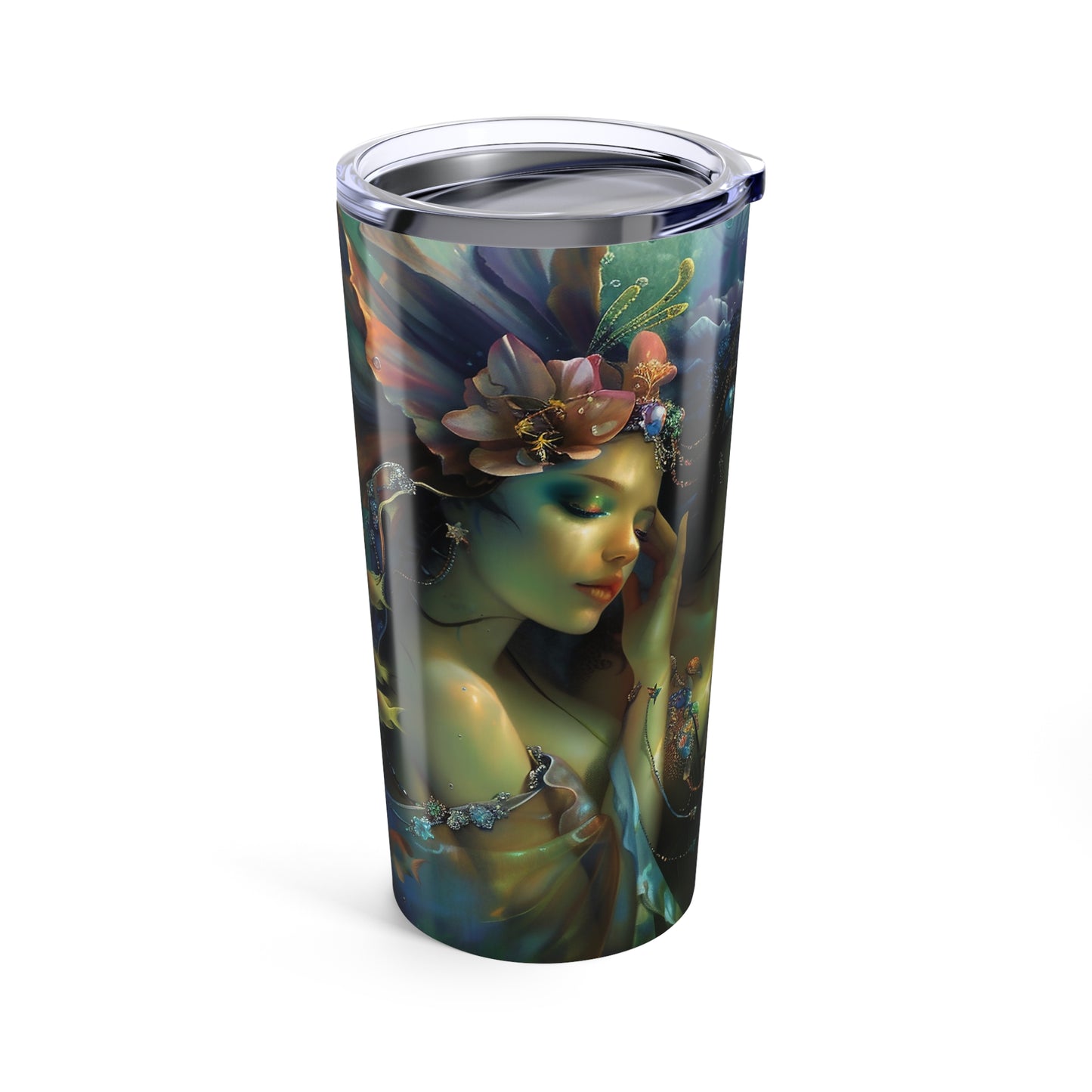 10 Water Goddesses, Coffee Cup, Mermaidcore, Fairycore, Goddess, Flowy Underwater Stainless Steel Travel Tumbler 20oz