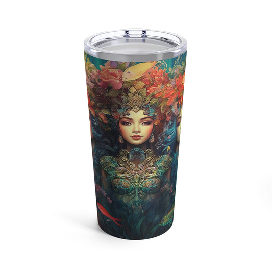 20 oz Stainless Steel Tumbler with Trio of Water Goddesses Design