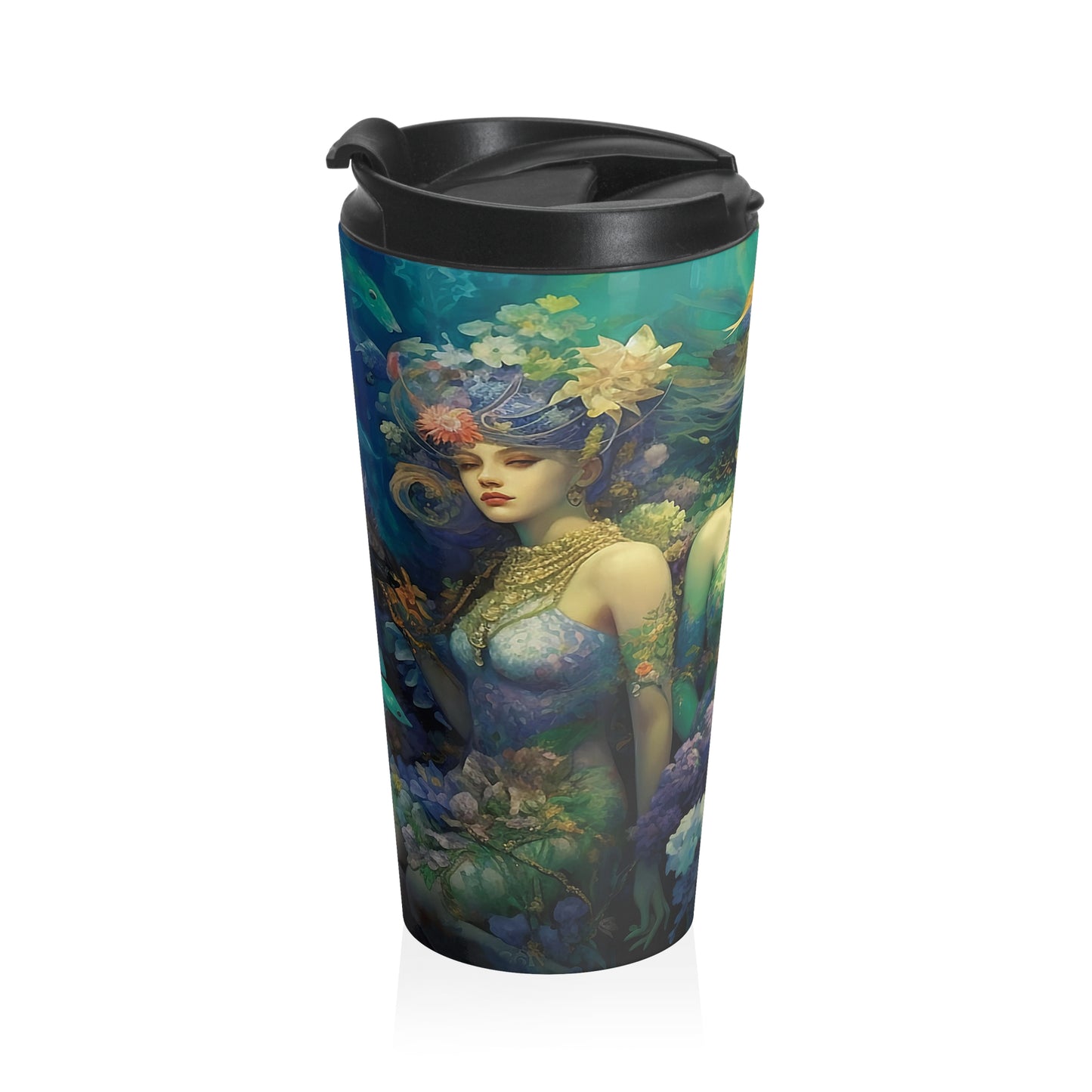 15 oz Stainless Steel Tumbler with 3 Dreamy Water Goddesses Design Travel Mug