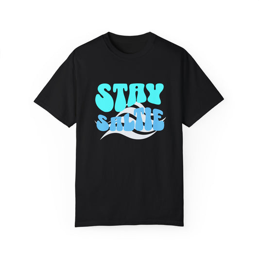 Stay Saltie Beach Outfit Vacation Clothing With Ocean Wave Comfort Colors Unisex Dark T-shirt