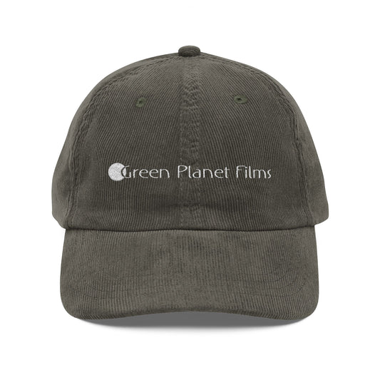 Vintage Corduroy Embroidered Cap — "Green Planet Films" Logo