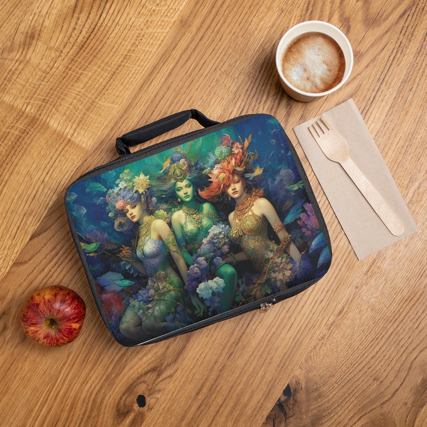 3 Dreamy Water Goddesses Colorful Ladies, Girls Insulated Lunch Bag, Box, Lunchbox for Women