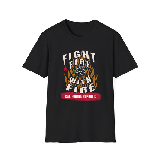 Fight Fire with Fire, California Republic Inspired Strong Bear Tee, Newsom Potential 2028 Political Campaign T-Shirt, Political Activist