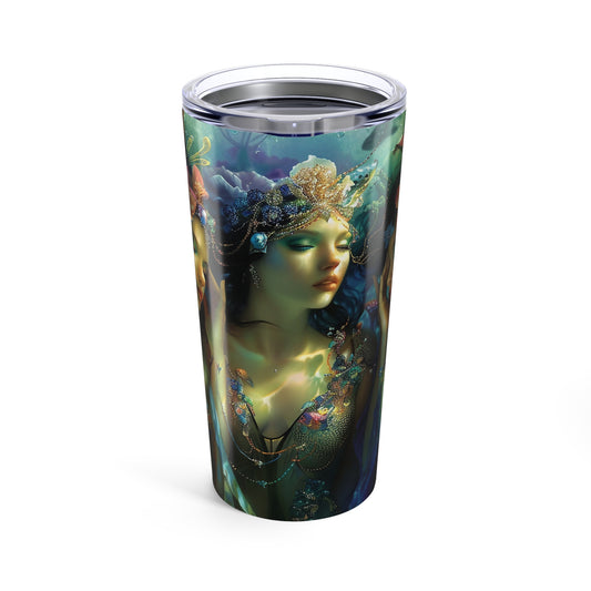 10 Water Goddesses, Coffee Cup, Mermaidcore, Fairycore, Goddess, Flowy Underwater Stainless Steel Travel Tumbler 20oz