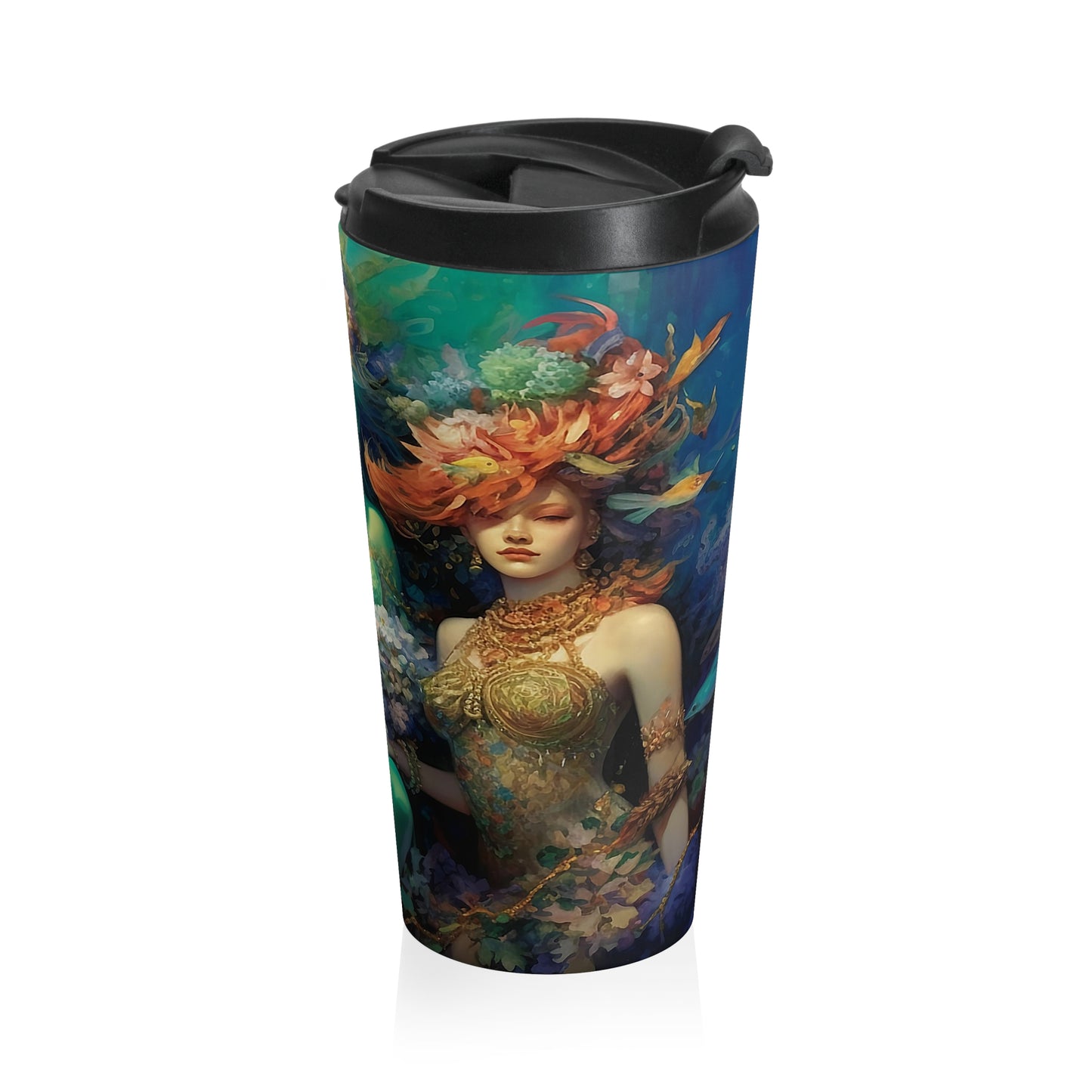 15 oz Stainless Steel Tumbler with 3 Dreamy Water Goddesses Design Travel Mug