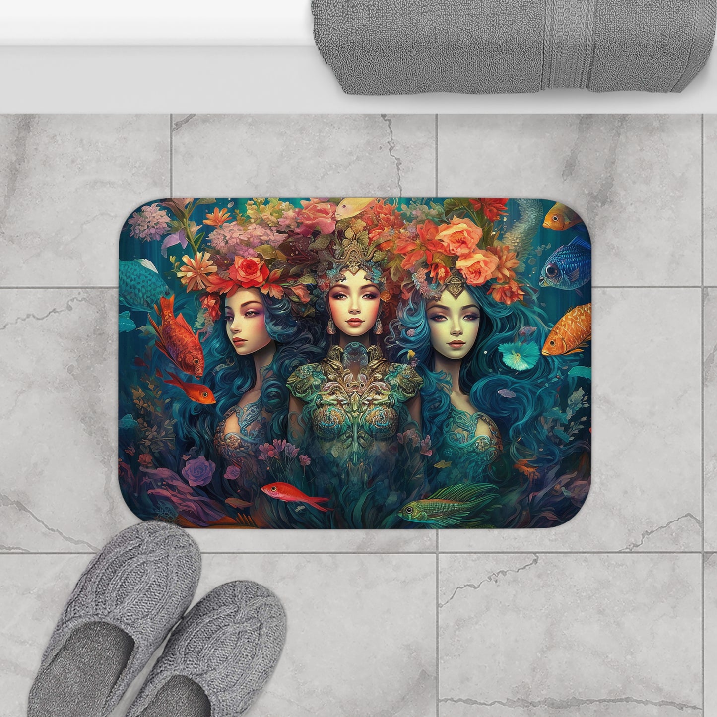 Trio of Water Goddesses Bath Mat