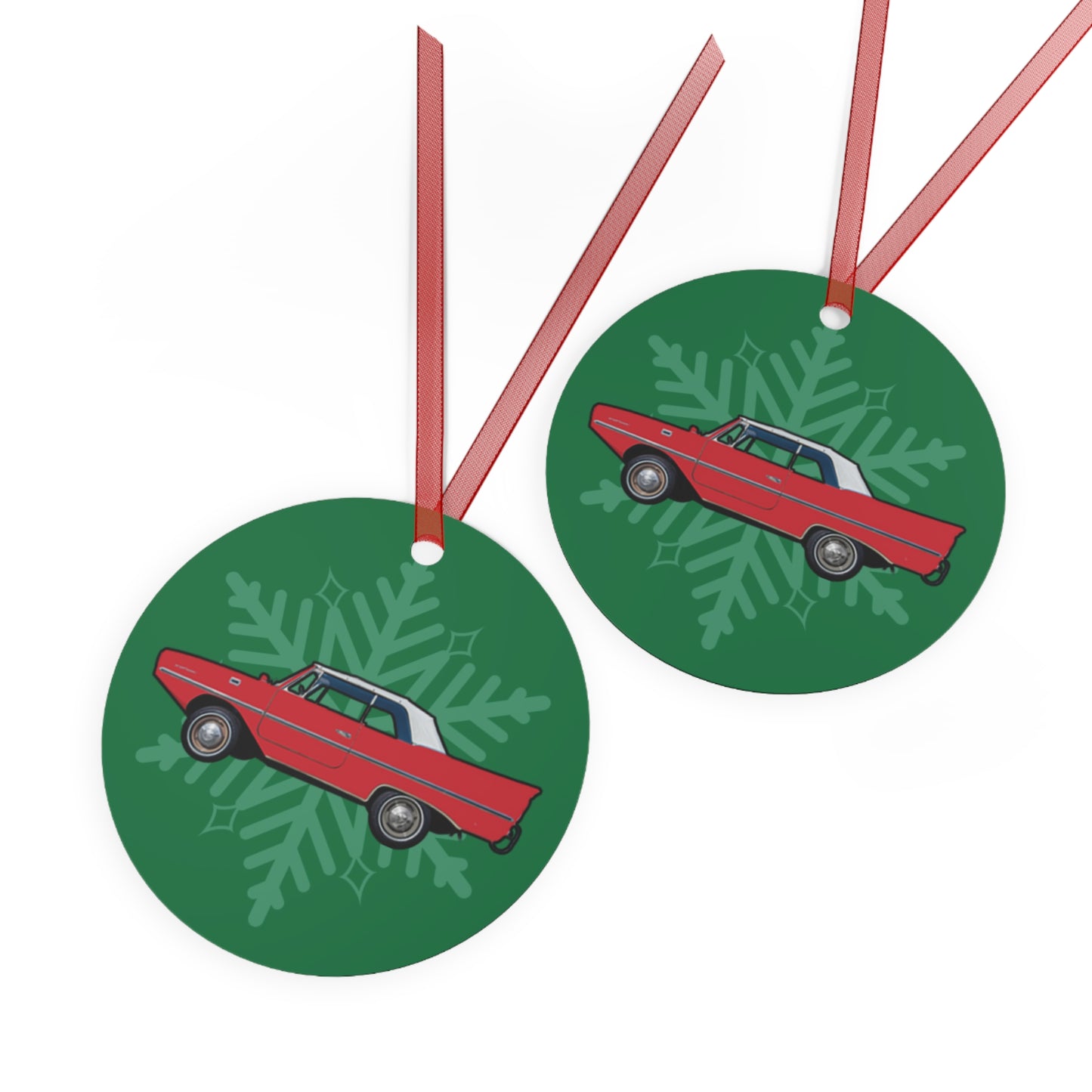 Regatta Red Amphicar 770 Christmas Holiday 3.5" Round Metal Ornament with Red Ribbon