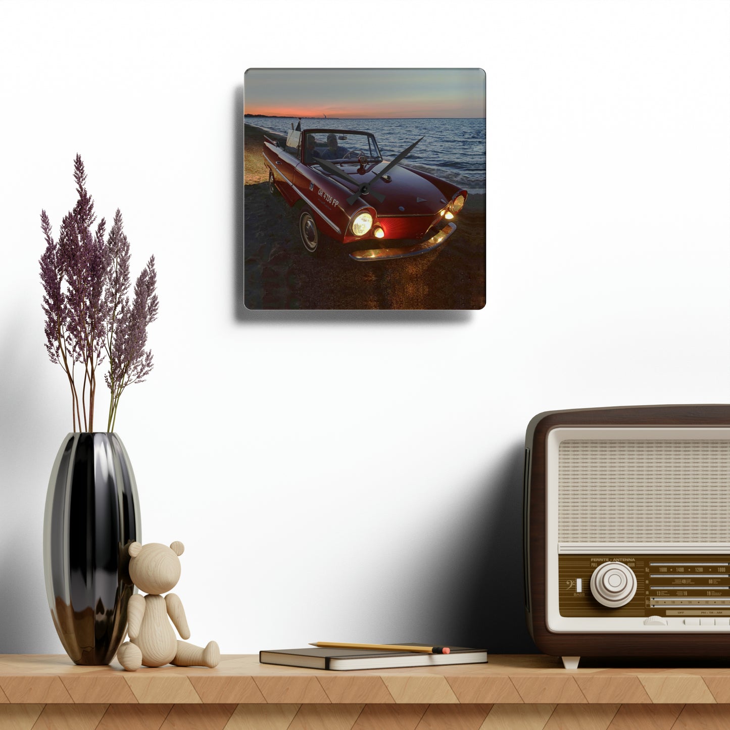 Amphicar at NIght Acrylic Wall Clock 10.75 inch