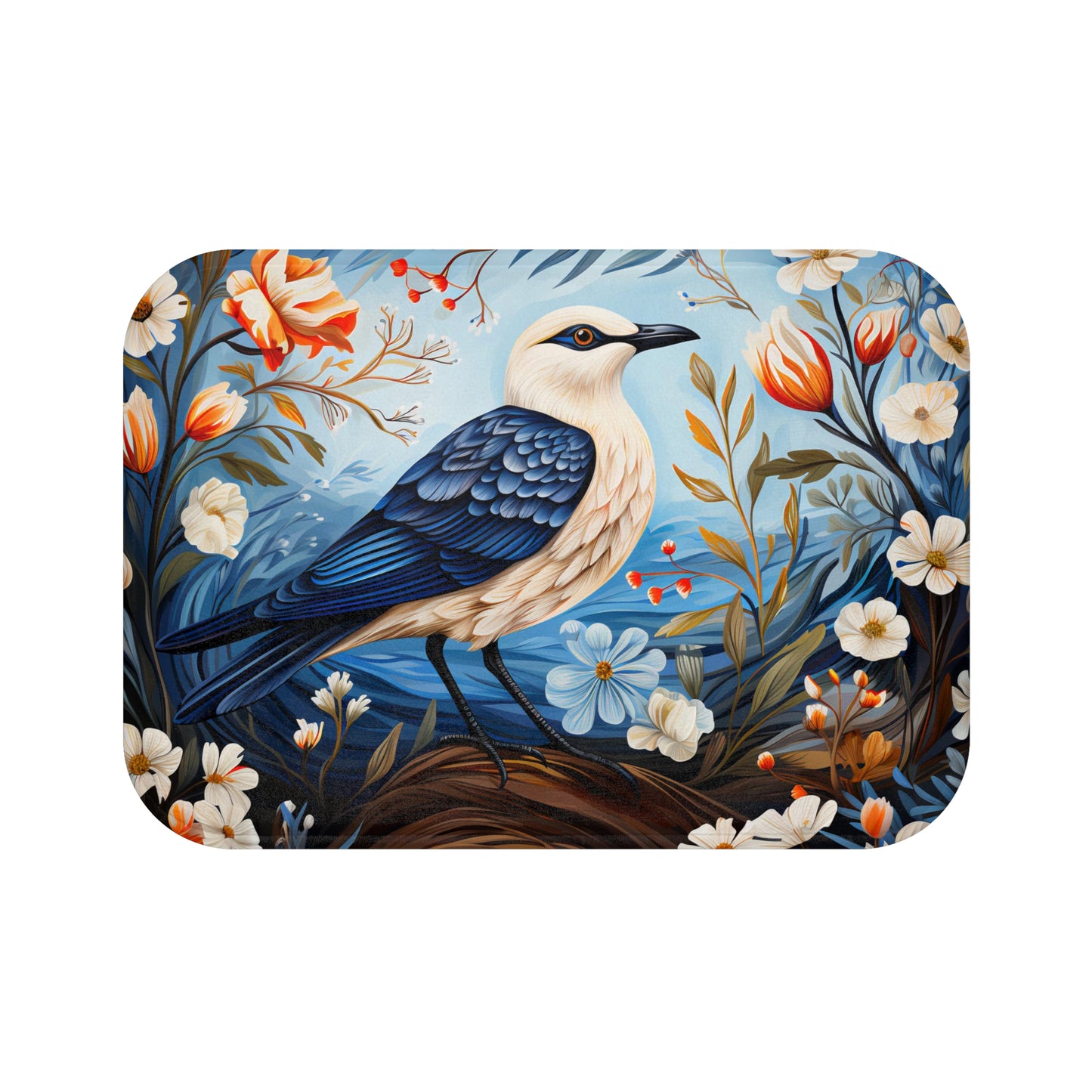 Seagull Folk Art Bath Mat for Coastal Living